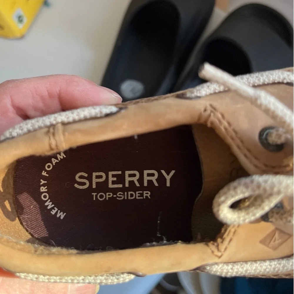 Sperry‎ Top Sider Kids Boat Shoes Tan Leather Lace Up Size 1 M